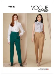 Vogue Sewing Pattern 1829 Misses 16-24 Easy Tapered Cropped Pants High Waisted - Picture 1 of 7