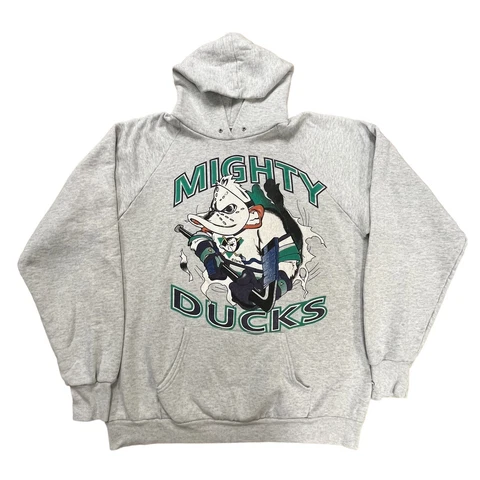 Vintage 90s Anaheim Mighty Ducks Hoodie Boys Youth XL Hooded Sweatshirt NHL USA Cover