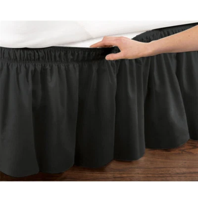 Falda de Cama Elástica Color Sólido Hueco Volantes Cubierta de Cama Doble Completa Queen King Size Foto 1 de 4