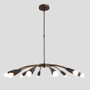 Mid Century Style Twelve Arm Lights Brass Sputnik Chandelier Ceiling Light Fixtu - Picture 1 of 5