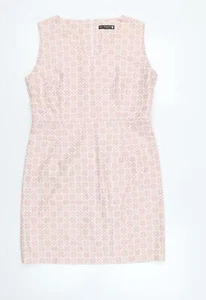 Collection London Damen rosa geometrisches Polyester Bleistiftkleid Größe 14 V-Ausschnitt Reißverschluss - Bild 1 von 10