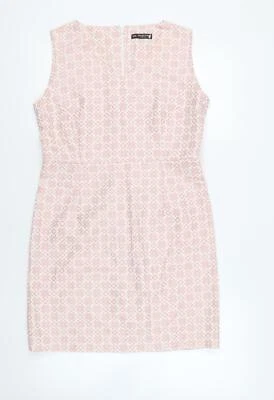 Collection London Damen rosa geometrisches Polyester Bleistiftkleid Größe 14 V-Ausschnitt Reißverschluss - Bild 1 von 4