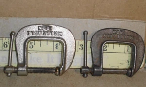 Vintage Pair, C-Clamps Malleable Iron 1" Made In USA Unbreakable nice! - Picture 1 of 6