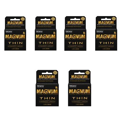 Trojan 3's Magnum Thin Ultra Smooth Lubricant Condoms (Pack of 6) - Image 1 of 3