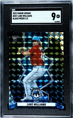 2022 Panini Mosaic #257 Luke Williams BLACK PRIZM /1 SGC 9 MINT RC (1/1) - Image 1 of 2