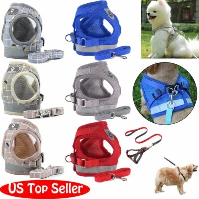 Small Dog Pet Puppy Harness And Leash Set Breathable Mesh Vest Chest Strap XS-XL - Image 1 of 4