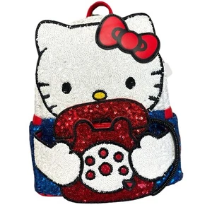 Loungefly Sanrio Hello Kitty 50th Anniversary Phone Sequin Mini Backpack New Tag - Picture 1 of 6