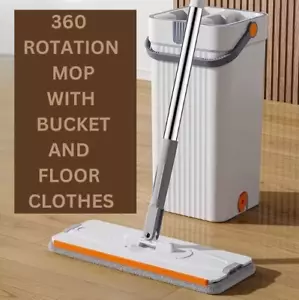Magic Mop With Bucket For Floor/Glass Wash Easy Cleaner Flat Spin 360°rotation - Picture 1 of 13
