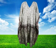Womens Maxi Kaftan Dress, Off White Maroon Printed Dress, Beach dress,L-2XL