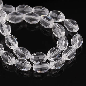 Sexy Sparkles 1 Strand Transparent Faceted Oval Glass Crystal Loose Beads - Picture 1 of 3
