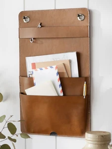 Hogar Bolsa de Almacenamiento Bolsillo Vaca Cuero Colgante Pared Organizador Marrón W635 - Imagen 1 de 5