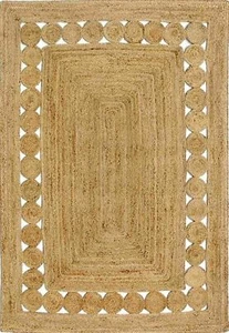 100% Natural Jute Rug Hand Braided Square Area Rug Farmhouse Rug Rustic Look Rug - Picture 1 of 6