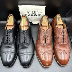 Allen Edmonds Byron Cap Toe & Birmingham Wing Tip Dress Shoes Lot Men's US 12 C - Picture 1 of 24