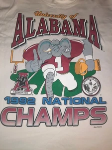Vintage Alabama Crimson Tide 1992 National Champs Tshirt Size L Large - Picture 1 of 5
