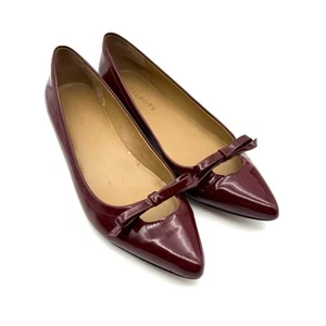 Talbots Moni Patent Leather Point Toe Heeled Flat Dark Candy Apple Red 9 - Picture 1 of 13
