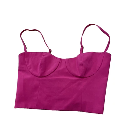Blusa Babaton Feminina S Bustier Sem Mangas Rosa Quente Zíper Tiras Querida - Imagem 1 de 4