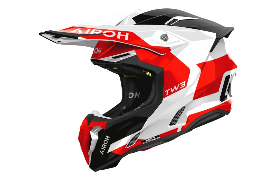 Casco Airoh Twist 3.0 Fancy Brillo Negro Blanco Rojo, Offroad MX Envío Rápido Foto 1 de 2