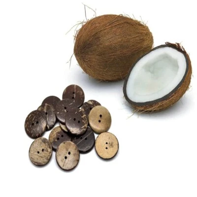 Coconut shell buttons X 10, quirky & eco friendly, Natural arts and crafts. - Image 1 of 4