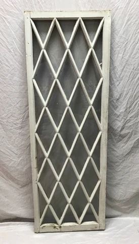 Antique 38 Lite Shabby Diamond Pane Casement Window 20x57 VTG 979-23B Cover