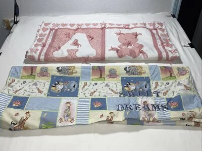 Dos 2 mantas vintage hechas a mano para bebé de doble cara niño o niña-ABC/Animales suaves Foto 1 de 4