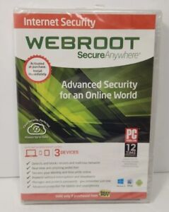 Webroot Secure Anywhere Internet Security Plus (3 Devices) NEW SEALED FREE SHIP