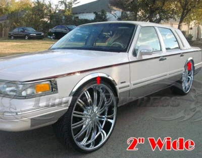 para: 1990-1997 Lincoln Town Car guardabarros moldura rueda inoxidable pozo arco labio 4 piezas 2" Foto 1 de 4
