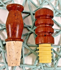 2x NOS Vintage Wooden Artist Carved Wine Bottle Cork Stopper READ #8