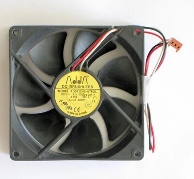 Case Cooling Fan, ADDA  Model: AD0912HS-A76GL, 3-Pin Connector, HP: 326704-001 - Image 1 of 3