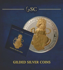 2018 Silver Queens Beasts Unicorn of Scotland 2 Oz 999 24k Gilded Coin Edition - Picture 1 of 4