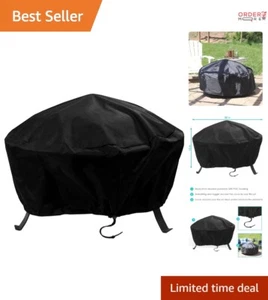 30-Inch Fire Pit Cover Polyester Round Waterproof with Drawstring Closure Black - Picture 1 of 9