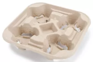 4 Cup Drink Cup Carrier, Cup Holder, Cup Carry Tray Biodegradable Pulp 100 Count - Picture 1 of 2
