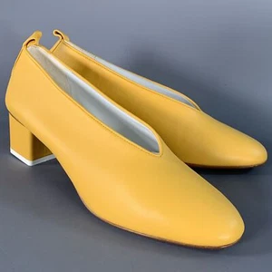 GRAY MATTERS Size 9 Mildred Classic Mustard Yellow Leather Almond Toe Pumps - Picture 1 of 9
