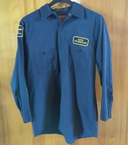 Vtg Goodyear Auto Technician Large Long Sleeve service tires retro navy mechanic - Picture 1 of 13