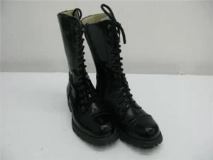 NEW ROCK BLACK LEATHER ORIGINAL BOOTS NATURAL GUM SIZE 7UK. WORK, DOCTOR, SMART - Picture 1 of 6