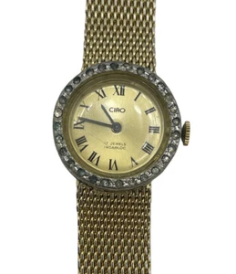 Vtg Ciro Incabloc Bejeweled Mechanical Women's Wrist Watch 10K Rolled Gold Plate - Picture 1 of 8