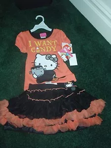 HELLO KITTY HALLOWEEN THEME SHIRT & SKIRT SET SZ GIRLS 4 RETAIL $44.00 NEW - Picture 1 of 3