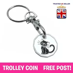More details for black cat witch shop trolley uk £1 pound coin token locker fob keyring keychain