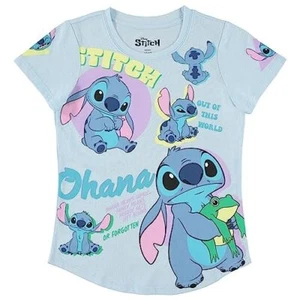 Disney Lilo and Stitch Girls Short Sleeve T-Shirt- Stitch Girls Tee Sizes 4-16 - Picture 1 of 34
