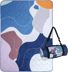 Waterproof Picnic Blankets 3-Layer 60X80 Inches Large Sandproof Beach Blanket Fo - Picture 1 of 12