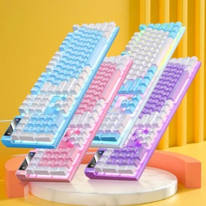 104 Keys Gaming Keyboard Wired Keyboard LED Color Matching Backlit UK - Picture 1 of 14