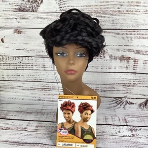 Peluca Jazmín #1B Off Negra Cuerpo Cónico Corto Rizo Gorra Clásica Ajustable Sintética - Imagen 1 de 8