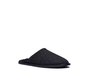 NWT Coach C2465 Black Signature Print Jacquard Logo Slippers Size 7 - Picture 1 of 5