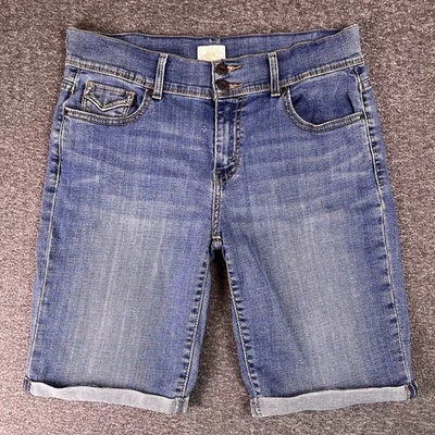 Pantalones cortos Levis 515 para mujer 10 bermudas azules con puños denim elástico 32,5x10 Foto 1 de 4