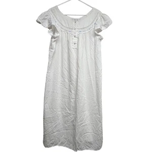 Vintage Vanity Fair Women's Large White Floral Cotton Nightgown - Picture 1 of 6
