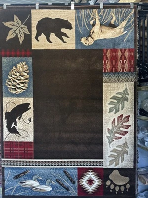 5x8 Area Rug Modern Cabin, Bear - Image 1 of 3