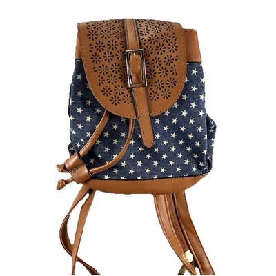 Mimi Demi Backpack Stars And Blue Strip Pockets And Zipper Straps - Image 1 of 4
