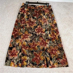 Vintage Samt Rock Damen Größe Large erdig Blumen Schmuck getönt Retro Midi - Bild 1 von 10