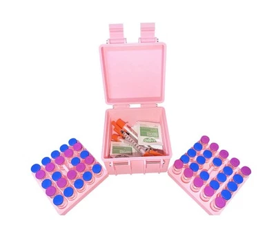 Caja de almacenamiento de péptidos/insulina de 48 quilates de 2 niveles - rosa Sakura Foto 1 de 4