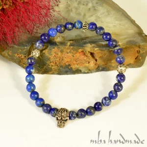 HERREN LAPISLAZULI ARMBAND NATUR ECHT EDELSTEIN PERLEN STRECH FLEXIBLE MASKE - Bild 1 von 2