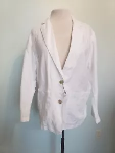 GAP Women S Blazer White Linen Cotton Blend Lined Garment Dyed Business $110 NWT - Picture 1 of 5